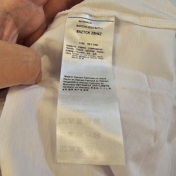 White and Black Armani Exchange Men's Slim Fit Logo T-Shirt - Picture 6 of 7